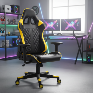 Silla Gamer Ergonómica Giratoria con Respaldo Alto y Altura Ajustable, Color Negro, con Luces RGB, Modelo 5934 - Product Image 1