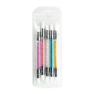 5 pièces <span class=keywords><strong>Silicone</strong></span> Nail Art estampage Liner professionnel double extrémité dégradé stylo ensemble acrylique éponge beauté cheveux strass décorations - Product Image 1