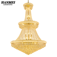 Lustre en métal et cristal pour villa, décoration rétro, restaurant, luminaire suspendu long pour escalier, plafond haut, salon