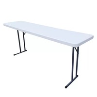 Table de réunion pliante longue en plastique de 183 cm, plateau résistant aux intempéries pour les fonctions intérieures et extérieures.