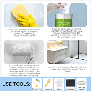 Vernice Acrilica a Base d'Acqua per <span class=keywords><strong>Piastrelle</strong></span> in Ceramica, <span class=keywords><strong>Rivestimento</strong></span> Impermeabile Bicomponente per <span class=keywords><strong>Bagno</strong></span>, Vasca e Lavandino, Cambia Colore - Product Image 6