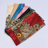 Foulard carré de luxe en satin de soie 90x90cm pour femme, motif à carreaux, style printemps, châle, hijab, bandana