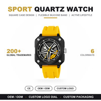 SKMEI 2362 Quadratische Business-Herrenuhr Modische Autoreifen-Quarzuhr Geschäftsstil Silikonarmband Quarzwerk Herrenuhren