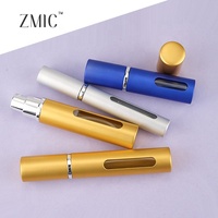 Botol Semprot Parfum Mini 5ml 10ml 15ml dari Kaca dan Aluminium, Kosong, Dapat Diisi Ulang, Portabel untuk Perjalanan, dengan Jendela Kecil