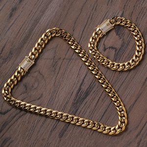 12mm Necklace Men's Stainless Steel Round Milled Color Retained Cuban Necklace Fashion Personality Tanjing Fashion - Product Image 1