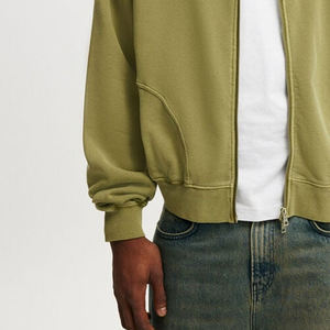 OEM personalizado de color de gran tamaño con cremallera sudaderas con capucha de los hombres de lana/algodón térmico de peso pesado transpirable Crop Drop hombro Invierno 2 uds - Product Image 3