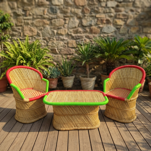Tabourets de table en bambou faits à la main au design personnalisé, avec revêtement amovible en cuir, style moderne japonais pour école et appartement - Product Image 3