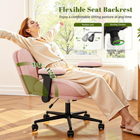 Chaise de bureau ergonomique à assise croisée avec accoudoirs rabattables et roulettes, chaise moderne à dossier croisé avec support lombaire intégré à coussin d'air dynamique