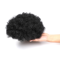 Extension de cheveux synthétique Afro Puff à cordon de serrage, chignon court bouclé crépu, style chignon en forme de beignet avec une touche de lisse