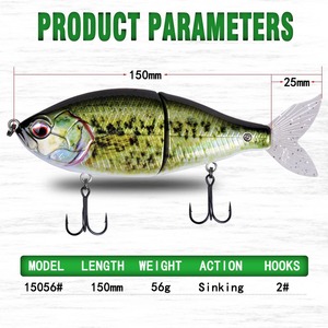 Señuelo de Pesca Artificial Rígido de ABS Luya, Multisección, 150 mm, 56 g, Simulación con Anzuelos para Carpa/Bobina/Trucha, Uso en el Océano - Product Image 5