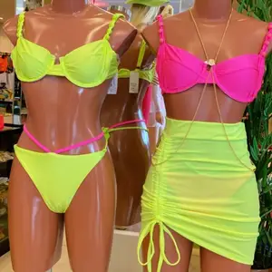 Wholesale Huili High Quality Swimsuit Beachwear Fashion Sexy Bikini Set Solid Color Beach Swimwear For Women