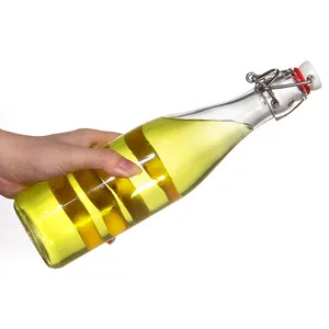 Recycling 500 ml 1000 ml Glas Getränke-Flasche mit Clip-Dekor