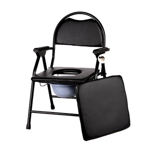 <b>Commode</b> <b>Chair</b> Foldable Toilet Seat Portable For Elderly And Disabled With Removable Potty Basin Large Straight Body Design - Product Image 1