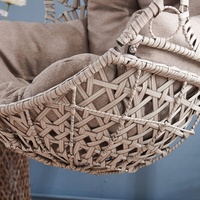 Hamac suspendu en forme de goutte d'eau pour chambre à coucher, nid d'oiseau, panier suspendu incurvé en rotin, chaise suspendue en métal pour jardin extérieur