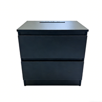 Table de chevet moderne noire à 2 tiroirs avec port de charge USB pour chambre à coucher, salon, meubles de chambre, table de chevet en bois avec tiroir