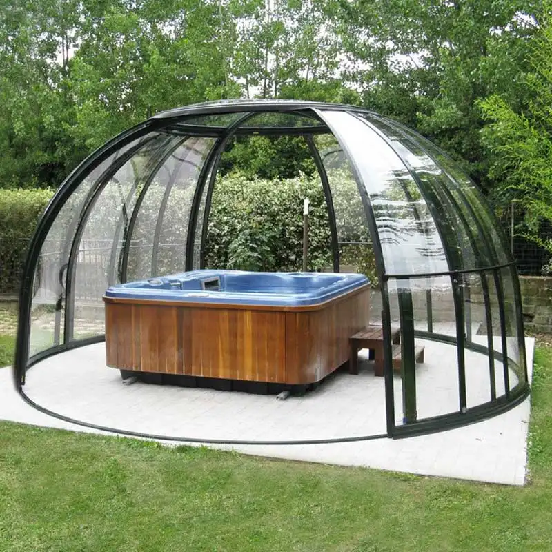 Outdoor Clear Polycarbonaat Roundhouse Crystal Spa Dome Huis Hot Tub Behuizing
