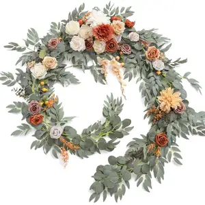 9FT künstliche Eukalyptus blume Girlande Sonnen untergang Terrakotta Hochzeit Mittelstücke für Hochzeit Tisch dekoration Hochzeit Bogen Blumen