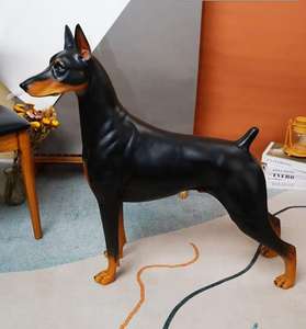 Escultura de Resina de Dóberman <span class=keywords><strong>Inu</strong></span> Personalizable, Dibujada a Mano, <span class=keywords><strong>Estatua</strong></span> de Decoración de Animales Grandes, Decoración de Escritorio para Sala de Estar, Regalo - Product Image 3