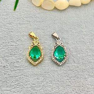 Colgante de cristal con forma de gota de agua con incrustaciones de piedra verde y engaste de garra para mujer, uso diario, colgantes solitarios, origen Yiwu - Product Image 4