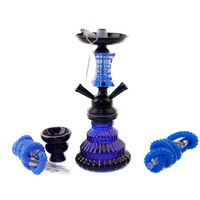 Set Pipa Shisha Kaca Arab Baru Portable Ukuran Kecil Model Double-Tube Warna Pink Ungu