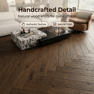 Rustic Herringbone Oak Multi-layer <strong>Flooring</strong> With Hand-scraped Surface &amp; 15mm, Parquet For Vintage Guesthouses - Product Image 3