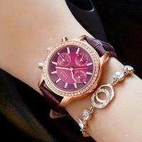 LIGE 9812 Montre Femme à Quartz Élégante avec Diamants, Étanche en Cuir, Relogio Feminino