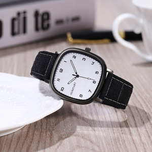 <span class=keywords><strong>Montre</strong></span> à quartz vintage à cadran carré, style sport, pour jeunes et étudiants, décontractée, bracelet en cuir, cadeau pour hommes et femmes - Product Image 3