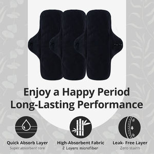 Serviettes hygiéniques réutilisables en coton biologique 18x23cm pour l'entraînement, très absorbantes, anti-fuites, lavables, pour femmes actives - Product Image 4