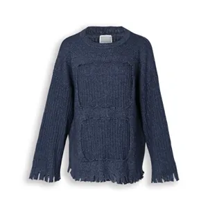 High-End-Trend-Stil Rüschen rundhalsausschnitt lange Ärmel gestrickt Pullover Pullover für Damen