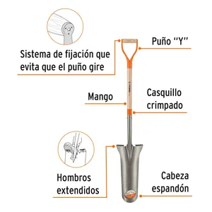 Pala per spada classica con manico industriale con 3 unità Truper - Product Image 2