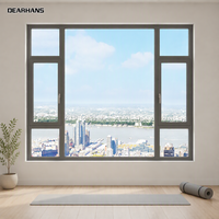 Jendela Casement Aluminium Thermal-Break Kustom dengan Kaca Tempered Low-E Ganda, Kedap Suara, Hemat Energi, Jendela Casement Cina