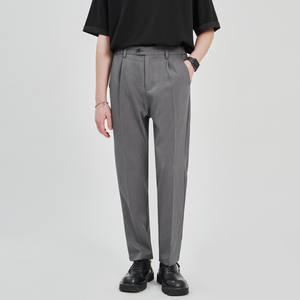 กางเกงลำลองผู้ชายผ้าคอตตอนแท้ขายาวเก้าใน2024ฤดูร้อนกางเกงขากระชับไม่ยับย่นทรงหลวม - Product Image 2