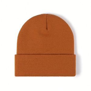 Chapeau en laine double couche épais et chaud pour l'automne et l'hiver, fabricant de bonnets, bonnet simple en tricot - Product Image 5