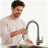 Robinet de cuisine Huagao chaud/froid en laiton chromé avec douchette, moderne, monotrou, à poser sur comptoir, avec capteur tactile et cartouche céramique