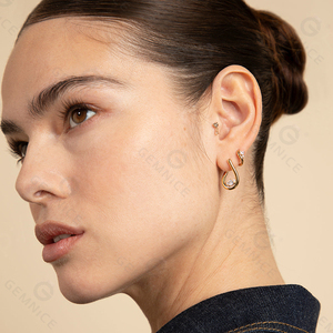 Gemnel Charming Gold <b>Huggie</b> Earrings Featuring Heart - Shaped ZIRCON - Product Image 6