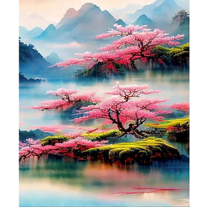 Pittura fai da te con i numeri kit per adulti Mountain Fairyland paesaggio regalo fai da te disegno con i numeri per decorazioni domestiche 40x50cm - Product Image 1