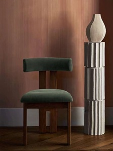 Sedia da Pranzo in Velluto Bianco Stile Moderno e Semplice, Gambe in <span class=keywords><strong>Legno</strong></span> Massello Nordico, Sedia da Caffè, Arredamento per la Casa - Product Image 3