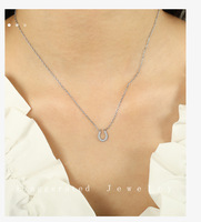 Dainty pour femmes en acier inoxydable Style chaussure de cheval Collier en forme de U Collier en fer à cheval en zirconium cubique non terni Bijoux de mode