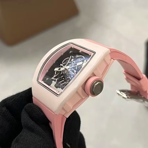 Vibrant Statement Style Pink Case White Strap Skeleton Automatic Mechanical <b>Mens</b> <b>Watch</b> <b>Waterproof</b> Luminous Sporty Fashion Newest - Product Image 4