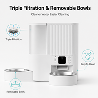 Distributeur automatique de nourriture et fontaine à eau 2-en-1 intelligent avec caméra 2K WiFi, design solide et élégant pour chats et petits chiens