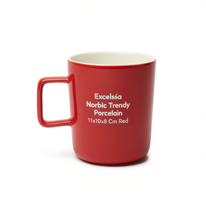 Tazza Excelsa in Porcellana Stile Nordico Trendy 11x10x8 Cm Rossa - Product Image 3