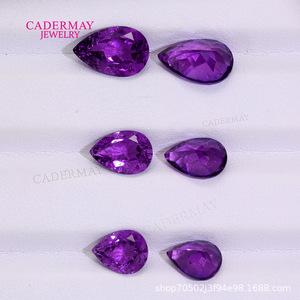Cadermay Pear Cut Violet Cultured Sapphire Loose Stone For Jewelry Making - Product Image 3