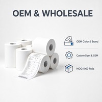 Kertas Thermal Gulungan Kasir Kertas Roll 35-80GSM 100% Pulp Kayu Kertas Struk POS OEM Grosir