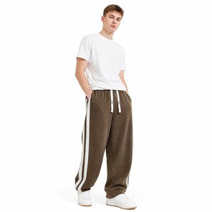 <span class=keywords><strong>Pantaloni</strong></span> Sportivi in Corduroy con Striscia Laterale Personalizzata, Stile Streetwear, Gamba Larga, Vita Elastica con Coulisse, Casual, OEM, Etichetta Privata - Product Image 5