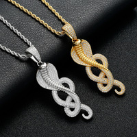 Collier pendentif Cobra en gros, serti de zircone cubique, bijoux hip-hop pour hommes
