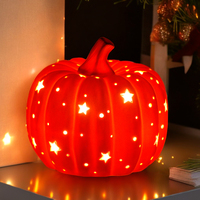 Lampe de table électrique en céramique moderne en forme de citrouille et d'étoile avec fonction flexible et ampoule à incandescence - Décoration de fête d'Halloween, cadeau