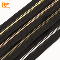 Vente en gros d'accessoires de vêtement et de traitement 5 # noir laiton métal dents sangle zips rouleaux sacs à main veste métal fermeture éclair