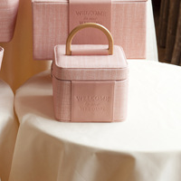 Luxuriöse PU-Leder Geschenkbox-Tasche mit Griff in Rosa, Blau, Grün Verpackungsbox Luxus