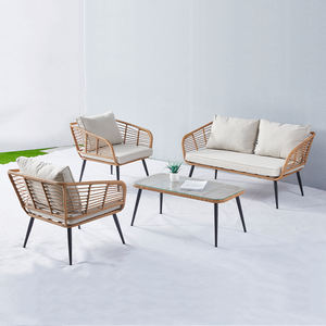 Juego de mesa y silla de patio de mimbre de plástico para jardín al aire libre, muebles pequeños, set de café con sombrilla, envío gratis - Product Image 5