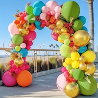 Décorations de fête d'anniversaire d'été pour bébé, rose, vert, orange, or, jaune, bleu caribéen, fuchsia, kits d'arche de ballons et guirlandes